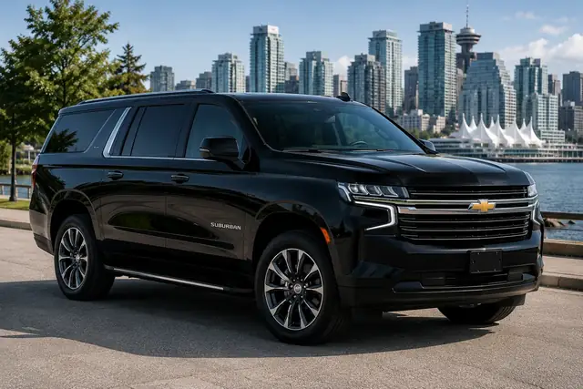 Black luxury SUV for Abbotsford airport transportation